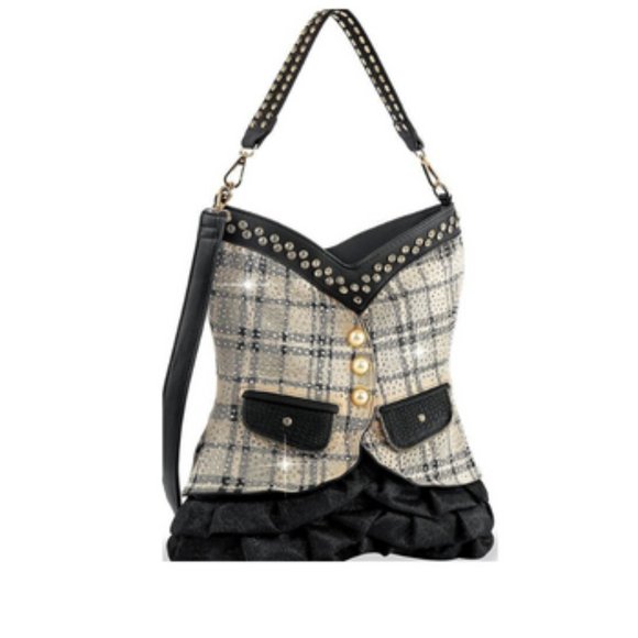 Women Beige Vest Design Tall Hobo Handbag Tote Purses Shoulder Bucket Bag - Picture 2 of 2